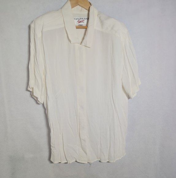 Vintage Evan Picone Sport Sz L White Casual Button Down Shirt - Picture 2 of 8